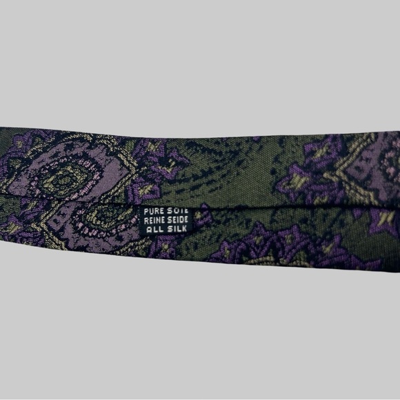 Vintage St. Remas Dark Green Paisley Pattern  Silk Neck Tie Made in Italy - Picture 4 of 6